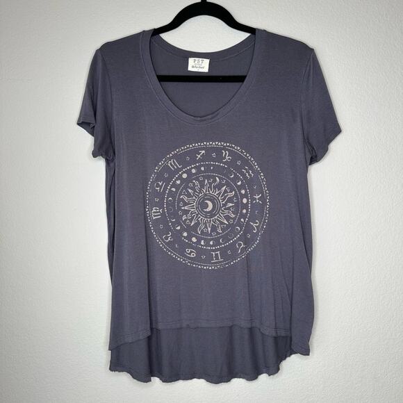 PROJECT SOCIAL T Womens Horoscope Short Sleeve Slub T-Shirt Grey Size Small - Picture 2 of 6